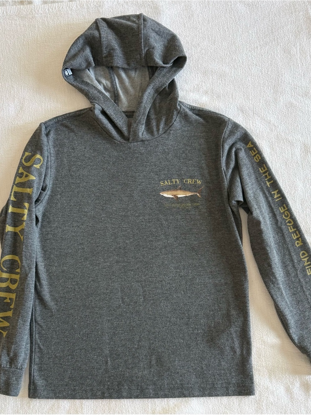 Salty Crew Gray Technical Hooded Tee UPF 40 UVA/UVB